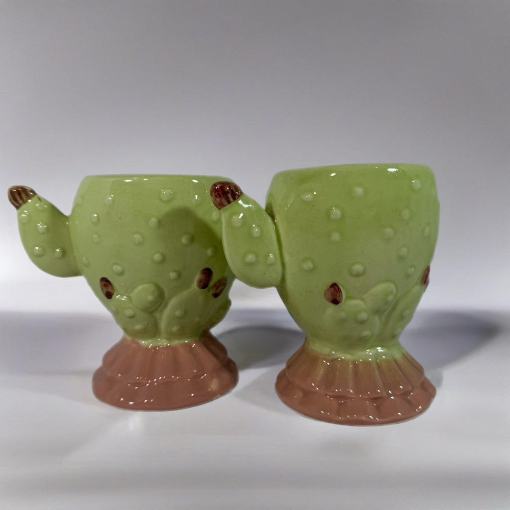 Vintage Bobby McGees Two Cactus Mugs Coffee Mid Century Desert Southwest Gift